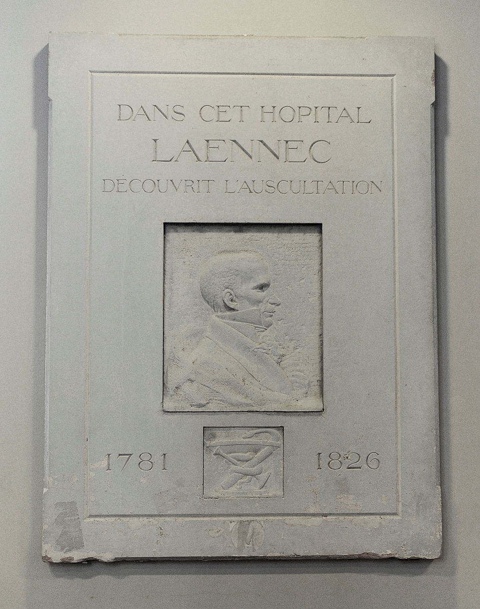 René Laennec's memorial tablet (new location), Hopital Necker, Paris.jpg